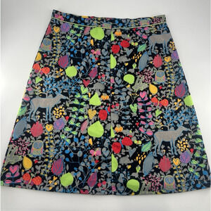 Misslook Skirt Womens 2XL Black Bright Colorful Animal Winter Floral Knee Length
